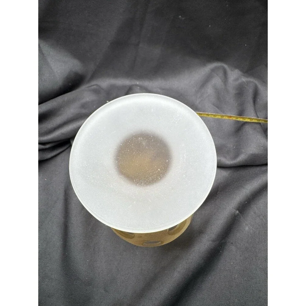 Vintage Sasaki Cut Crystal TanFrosted Glass Vase Handcrafted